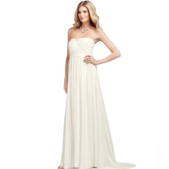 Ann Taylor Cream Chiffon Wedding Dress With Train